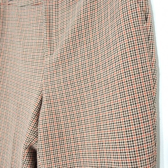 Vintage Tan & Orange Y2K Houndstooth Winter Flat 90s Front Straight Leg Pants 4 - Picture 4 of 13